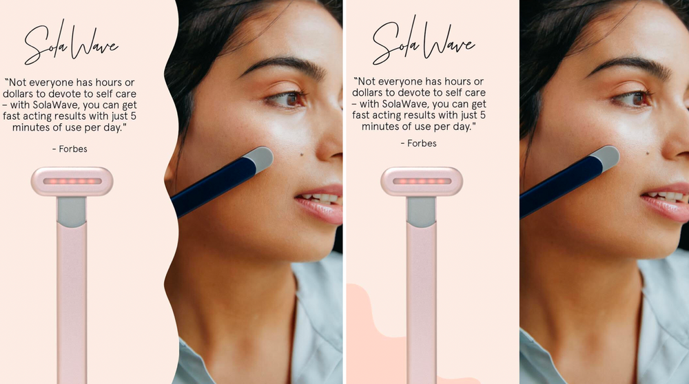two different ads from skincare brand SolaWave