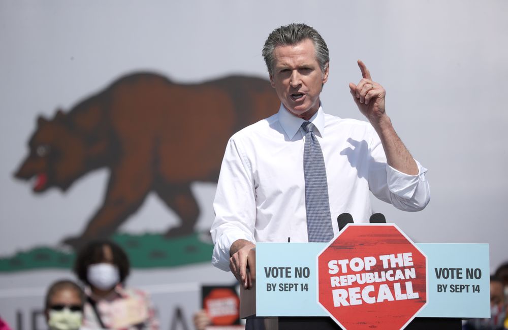 SAN LEANDRO, CALIFORNIA - SEPTEMBER 08:  California Gov. Gavin Newsom sp...