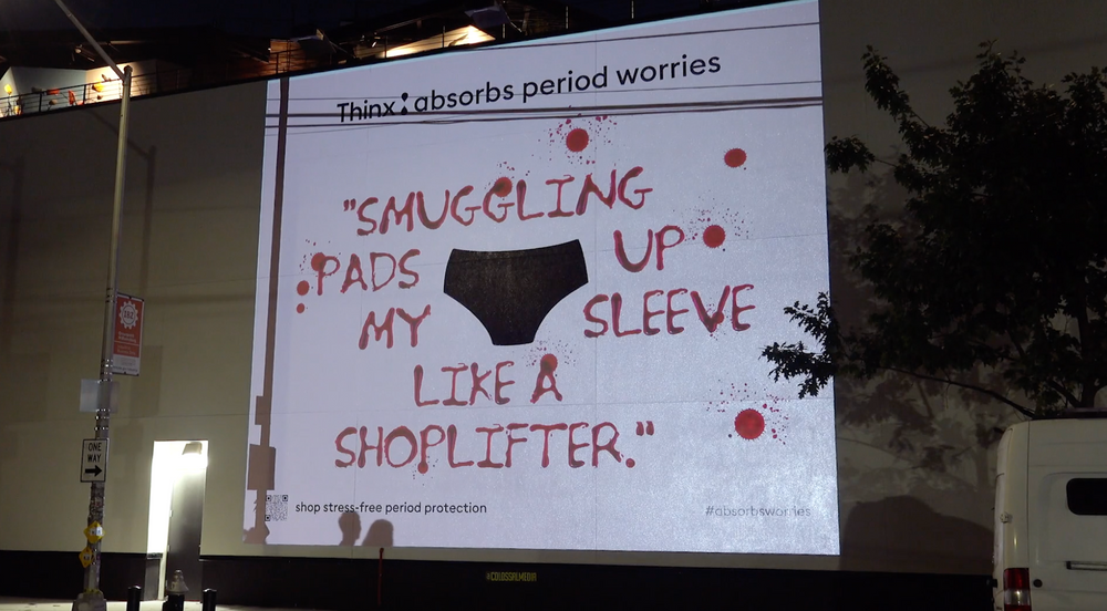 A billboard for period underwear brand Thinx in Brooklyn