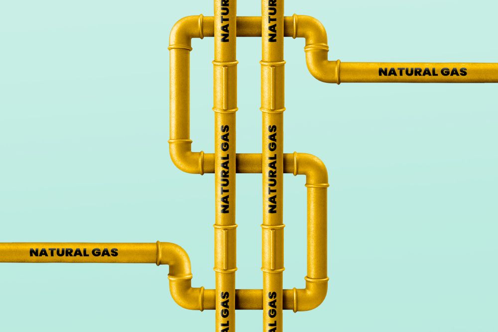 Natural gas tubes in the shape of a dollar sign