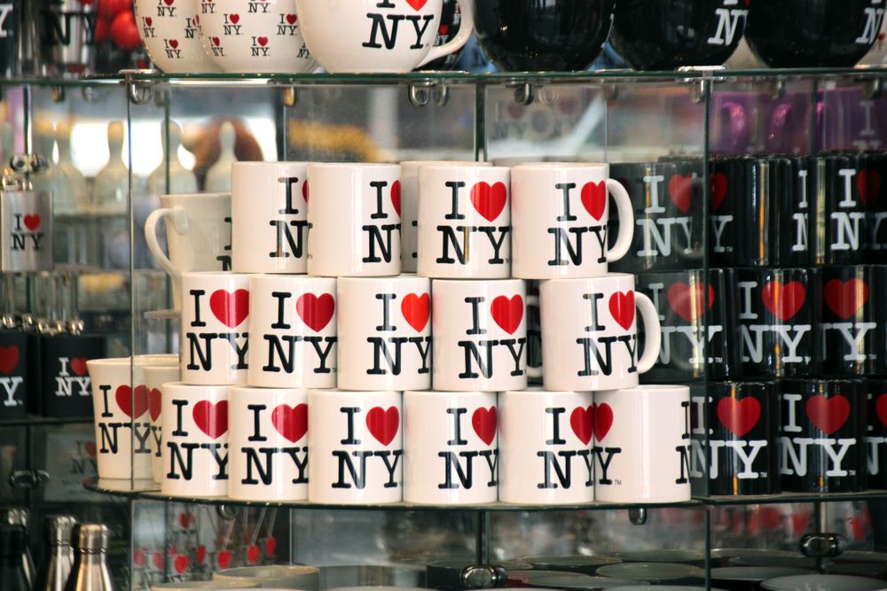 11 June 2019, US, New York: Cups with the "I love New York" logo are off...