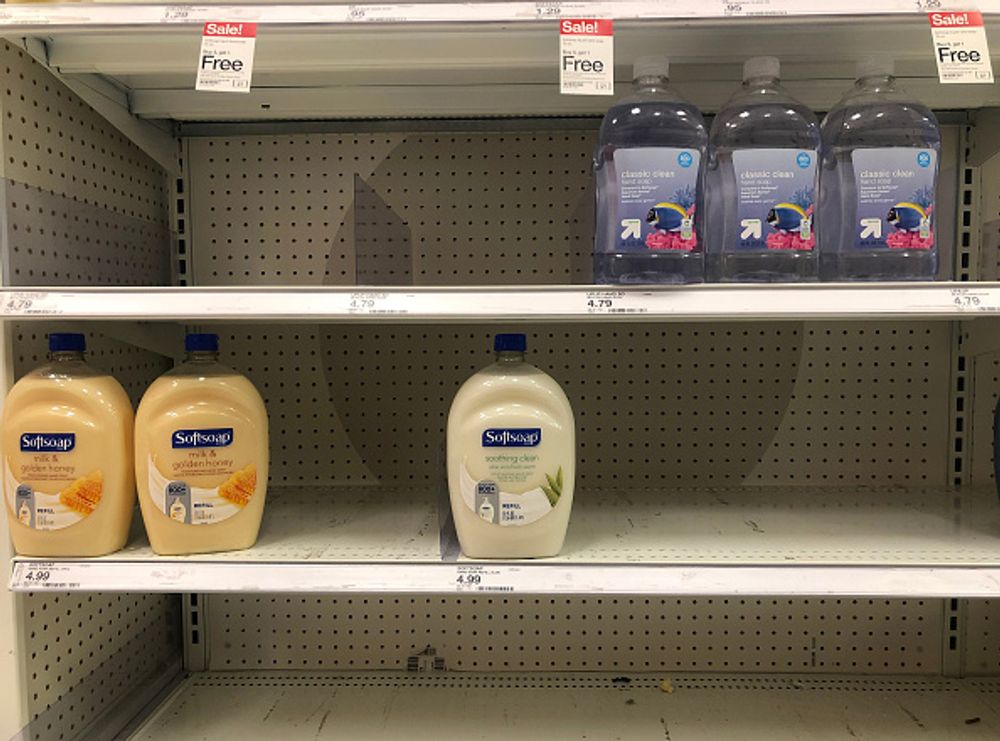 Target soap and hand sanitizer shelves empty