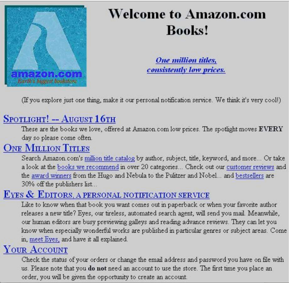 Early Amazon home page