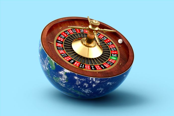 Roulette wheel inside a globe