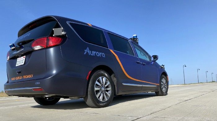 Aurora Pacifica van with Lidar on Texas roads