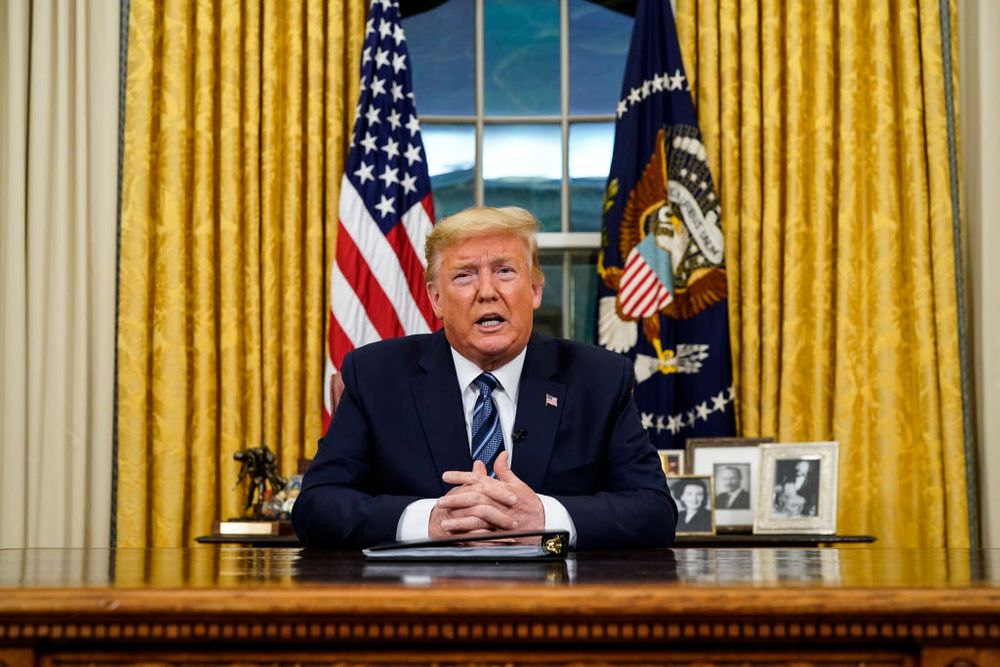 Trump giving speech in Oval Office
