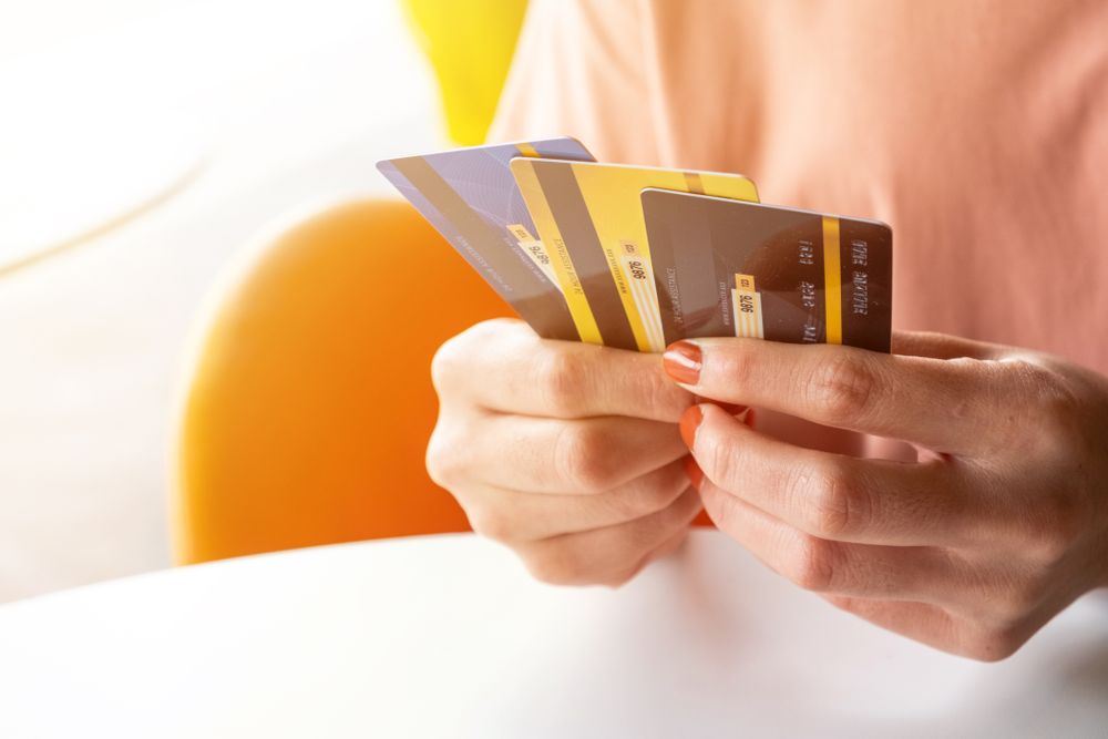 Woman holding credit cards