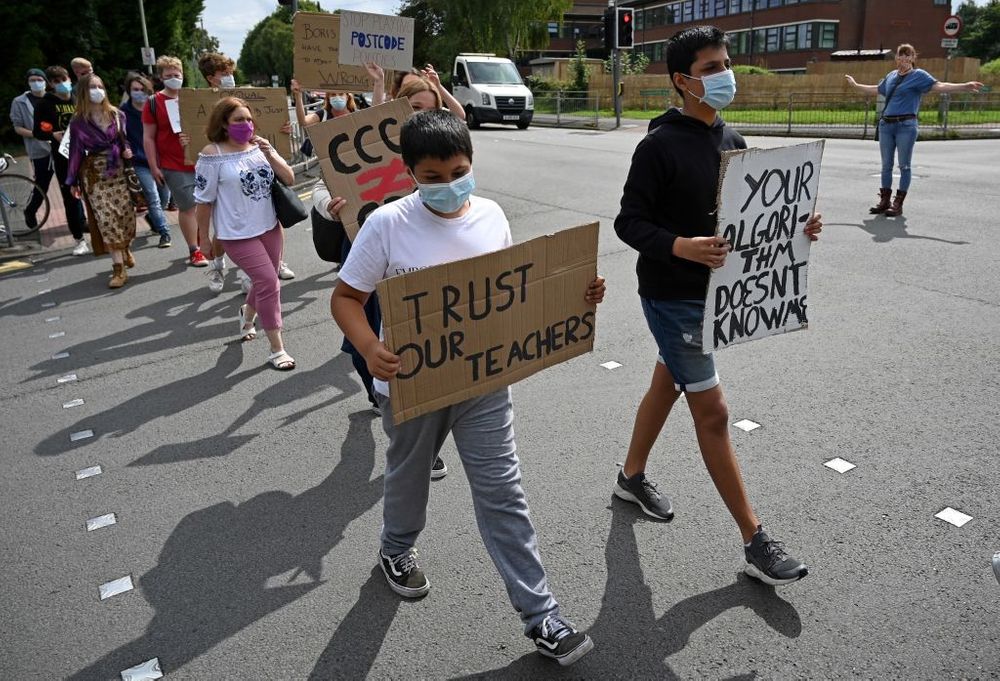 Students in the U.K. protest A-level downgrading results