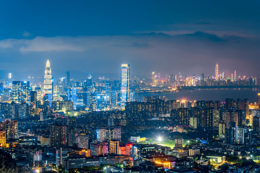 Shenzhen, China, skyline at night