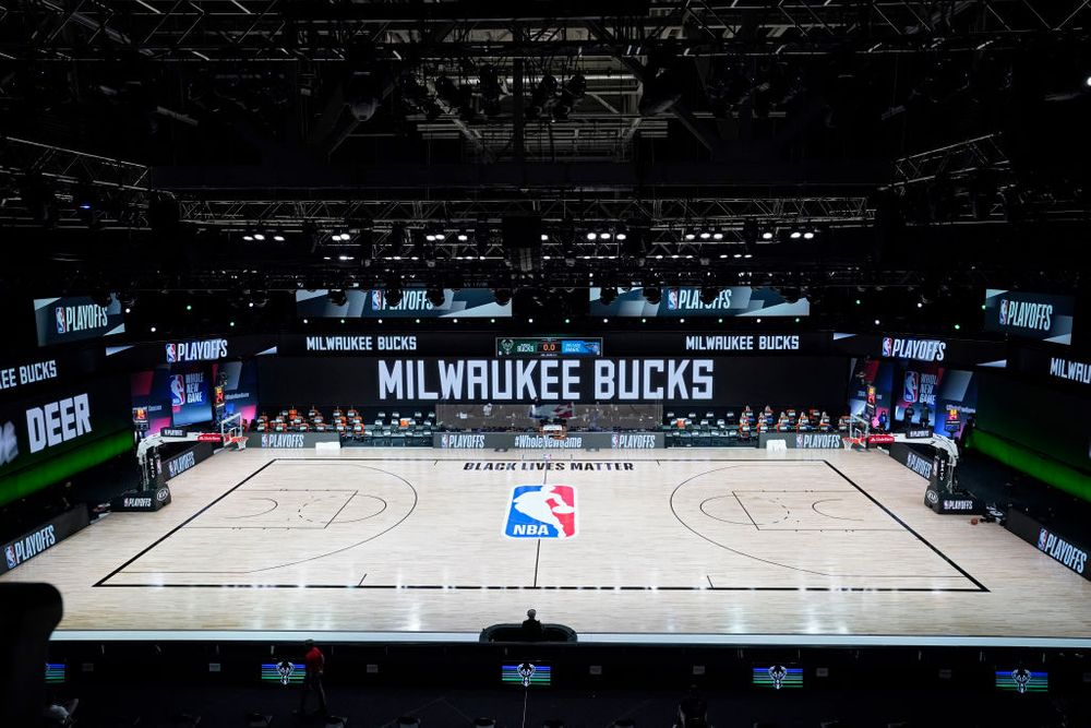 Empty basketball court