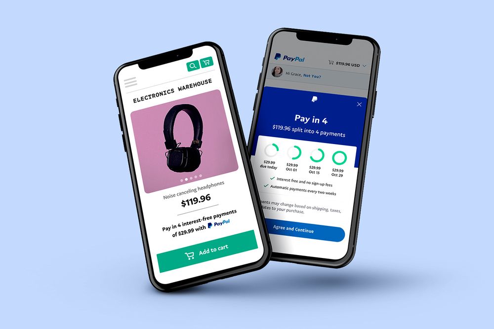 PayPal Pay in 4 phone display