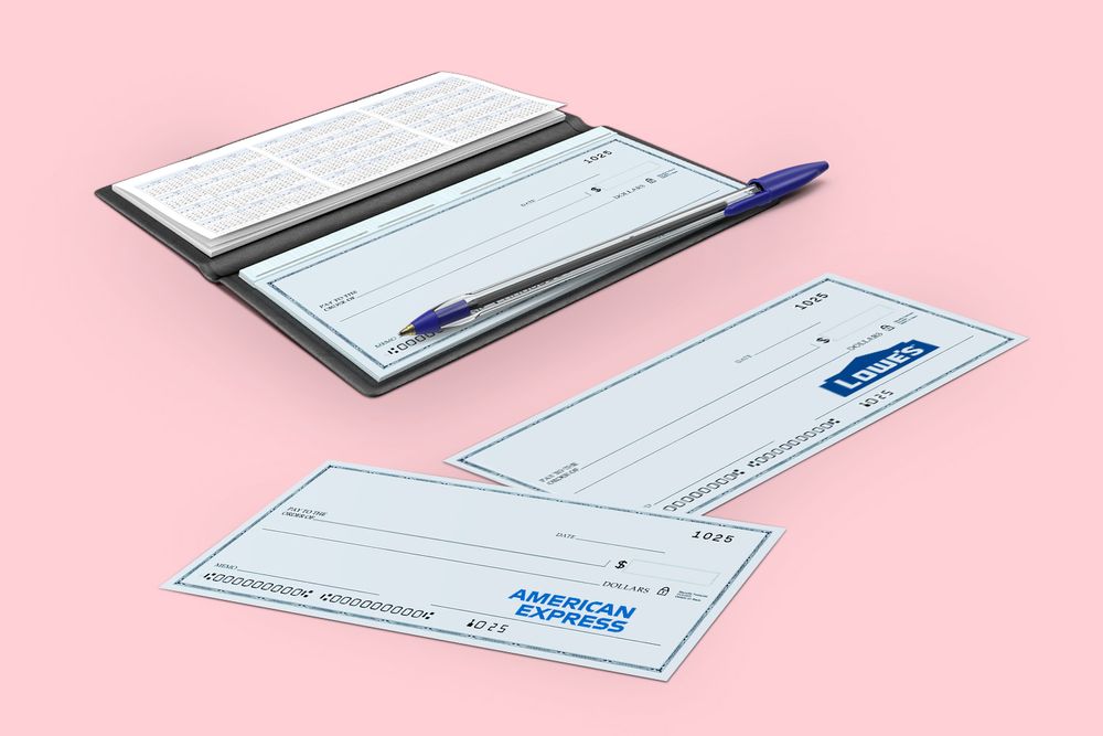 Lowe's and American Express blank checks