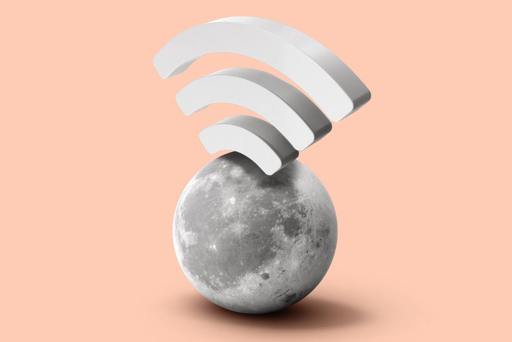 Moon with wifi signal coming out the top of it