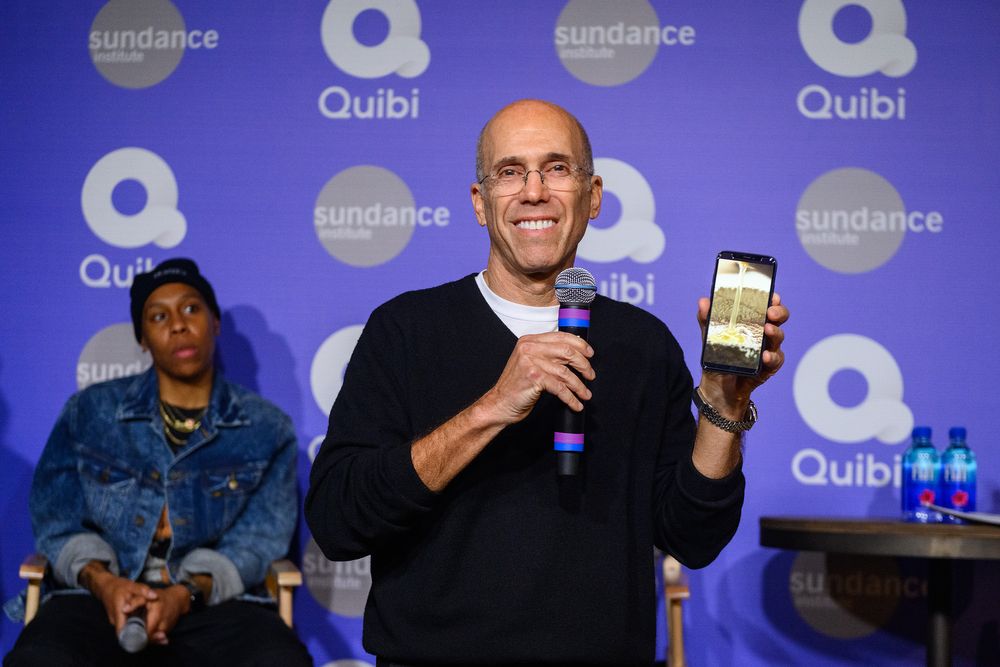 PARK CITY, UTAH - JANUARY 24: Jeffrey Katzenberg demonstrates Quibi's Tu...