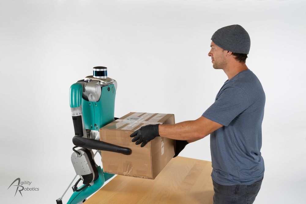 Agility Robotics' Digit robot handling a package