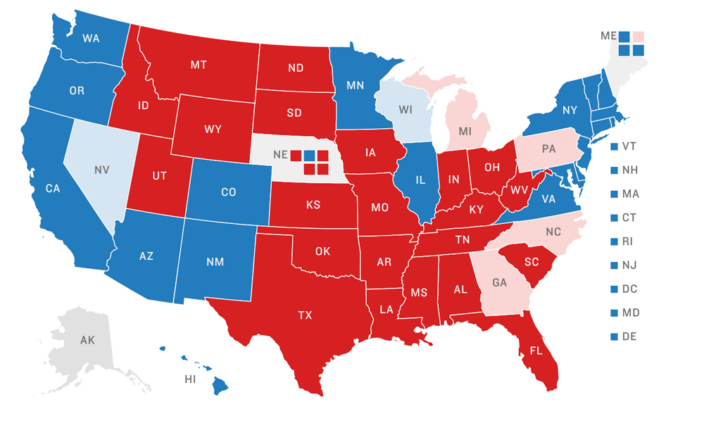 Map of electoral college