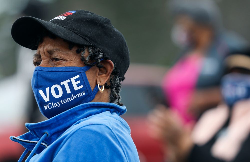 Georgia Senator Valencia Seay and supporters of Democratic senate candid...